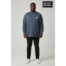 Superlife Kadın Büyük Beden M Baskılı Bisiklet Yaka Ince Sweatshirt SPR26BSWK956-13