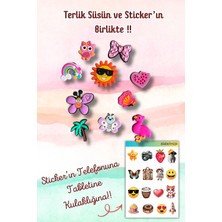 Birikiyedi Jibbitz Terlik Süsü 10'lu Set Delikli Terliklerle Uyumlu/güneş,kurdele,kelebek Figürlü