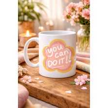 Feedback You Can Do It Yazılı Porselen Kupa Model 126 – Motive Edici Mesajlı, Çiçek Tasarımlı, Pozitif Enerji Veren Hediye Kupası