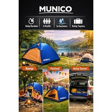 Munico 4-5 Kişilik Geniş Alan Piknik Konfor Keyifli Kamp Çadırı Manuel Kurulum 4-5 Kişilik Kamp Çadırı Manuel