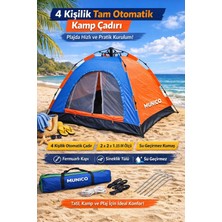 Munico 3-4 Kişilik Otomatik Kamp Çadırı Outdoor Kullanım Su Geçirmez Dayanıklı Seyahat Çadırı Kamp Çadırı