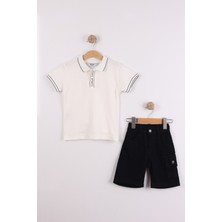 Joy Kids Erkek Çocuk Polo Yaka Lagos Takım (3-6yaş) (Beyaz-Siyah)