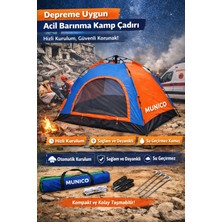 Munico 4 Kişilik Tatil Plaja Kamp Çadırı Kolay Kurulum Su Geçirmez Geniş Aile Çadırı Outdoor Kamp Çadırı