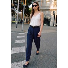 Sateen Talia Havuç Pantolon - Lacivert