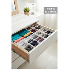 PremiumPort Çekmece Düzenleyici 4'lü, Çok Amaçlı Ayarlanabilir Bölmeli Organizer