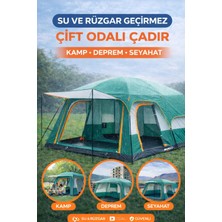 Munico  Taşınabilir Çift Odalı Kamp Çadırı – Aile Kampı Için Geniş Alan, Su ve Rüzgar Geçirmez Kumaş