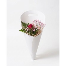 Esila Kağıtçılık Premium Buket Taşıma Kâğıt Kılıfı– Kulplu Çiçek Sunum Kılıf – Lüks Beyaz Dekoratif Buket Saksı 50'li