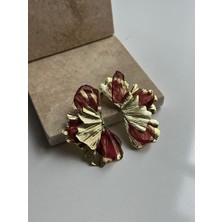 Luckyb Store Bordo Çiçek Küpe