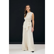 Sateen Dina Pantolon - Taş