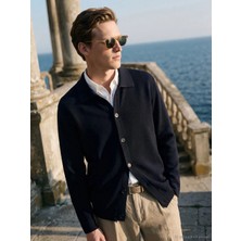 LC Waikiki Lacivert Dokuma Desensiz Erkek Triko Hırka Orta Kalınlıkta Günlük Kullanım İçin