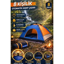 Munico 8 Kişilik Dev Boy Afet Deprem Otomatik Kamp Çadırı Geniş Iç Alan Su Geçirmez Dayanıklı Kamp Çadırı