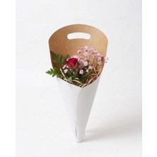 Esila Kağıtçılık 1000 Adet Kokina Çiçeği Için Dışı Beyaz Içi Gri Lüks Kağıt Çanta Saksı, Buket Çiçek Taşıma Çantası