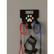 Print Zone Isme Özel Evcil Hayvan Tasma ve Aksesuar Askısı - 3 Kancalı Pati Desenli Duvar Düzenleyici