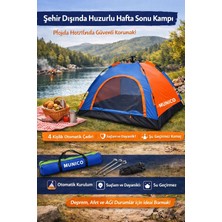 Munico 4 Kişilik Kapasiteli Kamp Çadırı Şemsiye Sistem Kolay Kurulum Su Geçirmez Dayanıklı Festival Outdoor