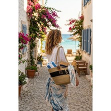 Comfort Craft Premium Düğmeli Bohem Çanta - Hasır Dokulu Günlük Omuz Çantası