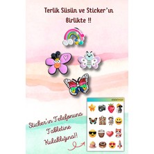 Birikiyedi Jibbitz Terlik Süsü 4'lü Set,delikli Terlik Uyumlu/kelebek Gökkuşağı Figürlü