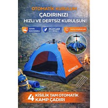 Munico 4 Kişilik Kamp Çadırı Tam Otomatik Kurulum Su Geçirmez Dayanıklı Festival Kamp Çadırı Açılır Sistem