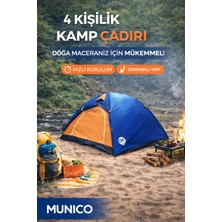 Munico 4-5 Kişilik Kamp Çadırı Dayanıklı Kumaş Manuel Kurulum Deprem ve Afet Için Ideal Sıcak Tutan