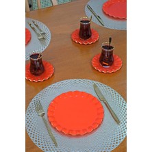 Glore Solid Nar Çiçeği Wavy 18PRÇ Pasta Tea Time