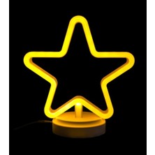 Neon Işıklı Yıldız Masa Gece Lambası Pil+Usb Midastech