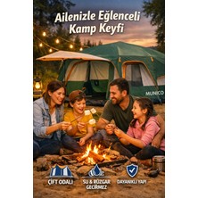 2 Odalı Kamp Çadırı Her Mevsim Kamp Keyfi! Munico Su ve Rüzgar Geçirmez Çift Odalı Outdoor Çadır