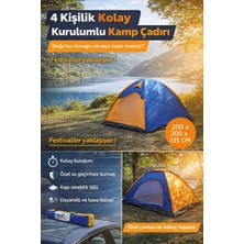 Munico 4-5 Kişilik Kamp Çadırı Yaz Tatili Plaj Geniş Alan Manuel Kurulum Aile ve Grup Kullanımı Outdoor Çadır