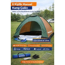 Munico 6 Kişilik Geniş Alan Piknik Konfor Keyifli Kamp Çadırı Manuel Kurulum 6 Kişilik Kamp Çadırı Manuel