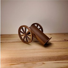 Özel Tasarım Nostaljik Top Arabası Şişe Sunum Standı - Şaraplık Kahverengi