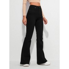 Lenithra Kadın Yüksek Bel Ispanyol Paça Power Likra Kot Denim Jean