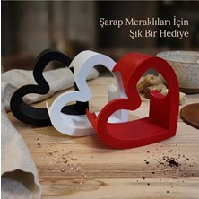 Özel Tasarım Kalp Şaraplık - Şık Mutfak ve Salon Aksesuarı - Hediyelik (Siyah/beyaz/kırmızı)
