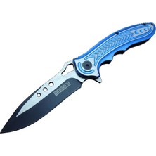 Akinco T60B Kamp Çakı 20 cm - Mavi Sap, Otomatik, Kemerlikli