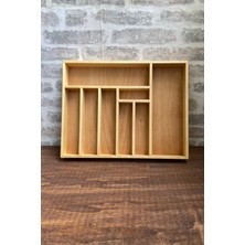 PremiumPort Ahşap Kaşıklık 45X35 Cm, Çekmeceli Organizer, Yemek Takımı ve Servis Düzenleyici