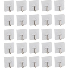 PremiumPort 25 Adet Kendinden Yapışkanlı Şeffaf Metal Askı Kancası Seti