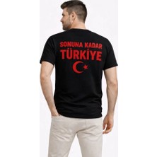 Lunelis Erkek Türkiye Ay Yıldız Baskılı Taraftar Forma T-Shirt - Siyah