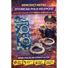 Trust Store Gerçekçi Metal Oyuncak Polis Kelepçesi Anahtarlı & Manuel Açılır Meslek Aksesuarı