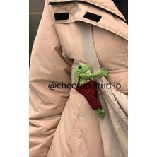 Handmade Amigurumi Kurbağa Çanta Charmı Sevimli Renkli Anahtarlık Tipi Türkiye Menşeli
