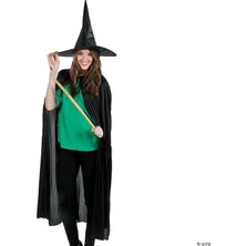 TeknoKapsül Siyah Yakalı 120 cm Yetişkin Pelerin Siyah Kumaş Cadı Şapkası