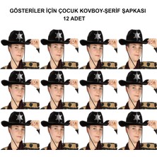 TeknoKapsül Kovboy Şerif Şapkası Siyah 12 Adet - Kostüm, Parti Gösteri Şapkası