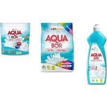 Aquabor Doğal Mineralli Tablet + 4 kg Renkliler + Elde Bulaşık 3 Lü Set