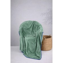 Ellia Soft Foggy Tek Kişilik Wellsoft Peluş Tv Battaniyesi Çoban Dikişli Yeşil 120X170 cm