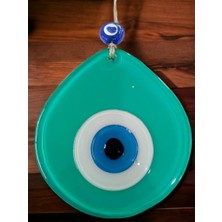 Akinco Mavi Nazar Boncuklu Açık Yeşil Renk Nazar Boncuklu Damla Desen El Yapımı Duvar Süsü