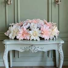 Neşeli Çiçekler Yapay Çiçek Masa Çiçeği 60X20 cm Yemek Masası Düğün Nişan Özel Gün Masa Üstü Dekor Masa Süsü Pastel Renk