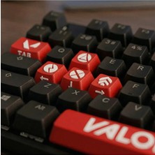 Valorant Temalı Mekanik Klavye Tuş Takımı (Keycap Seti) 6'lı Set (Kırmızı - Siyah/beyaz ) 2 Renk
