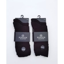 Pontos Collection 2'li Paket 4 Çift Erkek Siyah Bambulu Dikişsiz Çorap