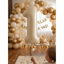 Çavuş E-Ticaret Folyo Balon 1 Rakam Krem Rengi 76 cm 1 Yaş Balonu Doğum Günü