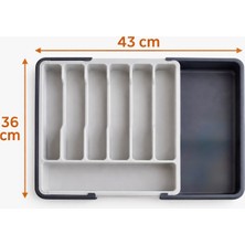 Aşkana Ayarlanabilir Sürgülü Çekmece Içi Kaşıklık 32-54 Cm,büyük Boy Bölmeli Düzenleyici Sert Plastik