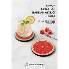 KaktüsKedi Meyve Dilimi Tasarımlı Bardak Altlığı - Dekoratif & Kaymaz Taban 1 Adet