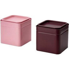 IKEA Blomnıng Gıda Saklama Kutusu, Kahverengi Kırmızı-Pembe, 10X10X10 Cm, 2 Adet