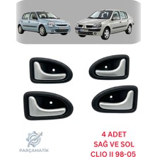 Parçamatik Clio 2 Krom Iç Açma Kapı Kolu Seti 4 Parça Sağ Sol (KR533 KR534) 1998-2005 Uyumlu