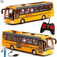 Brother Toys Şarjlı Uzaktan Kumandalı 3D Işıklı Okul Otobüsü Sesli Oyuncak Otobüs 20.5 cm